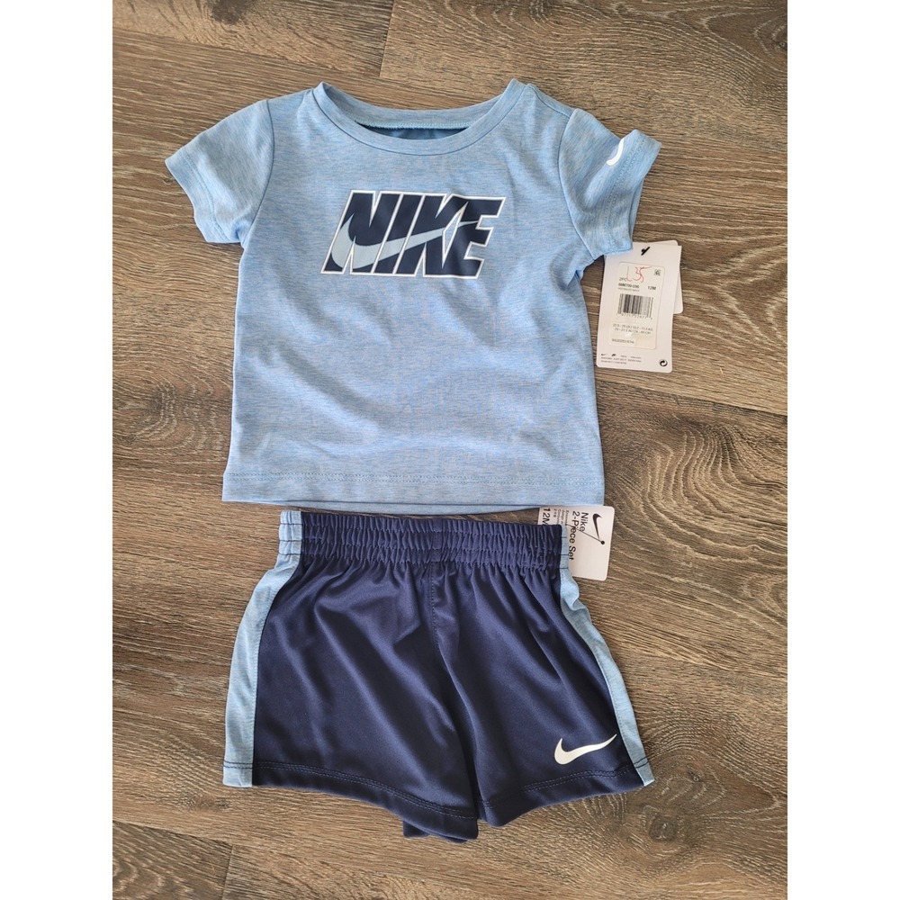 Nike Infant Boys 12M 2-Piece Dri-FIT T-Shirt and Shorts Set Blue Navy #8 - Picture 1 of 5